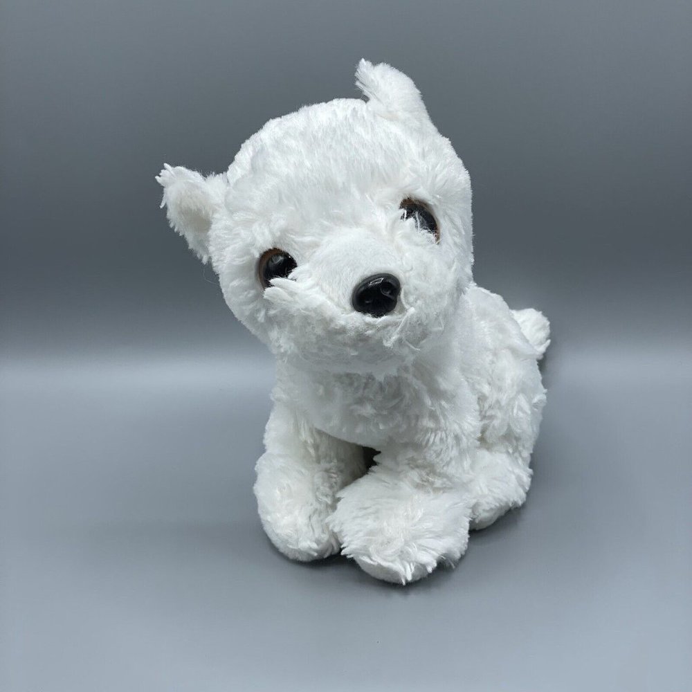 Fiesta Scottie Puppy Dog White Plush Big Eyes Stuffed Animal 9"